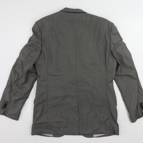REDA Mens Grey Geometric Wool Jacket Suit Jacket Size 42 Regular