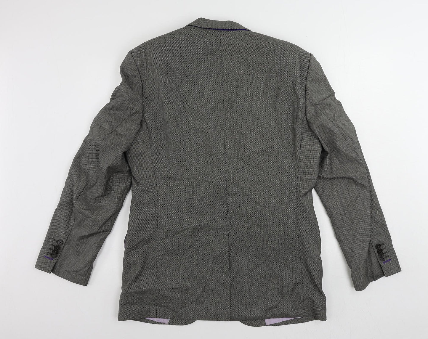REDA Mens Grey Geometric Wool Jacket Suit Jacket Size 42 Regular