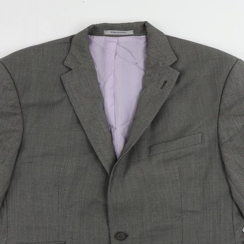 REDA Mens Grey Geometric Wool Jacket Suit Jacket Size 42 Regular