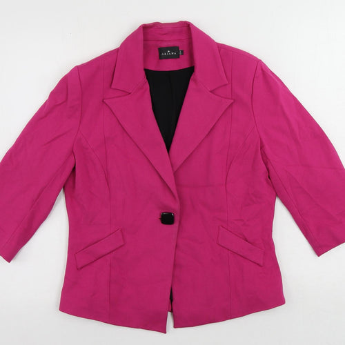 Ariana Womens Pink Jacket Blazer Size 14 Button