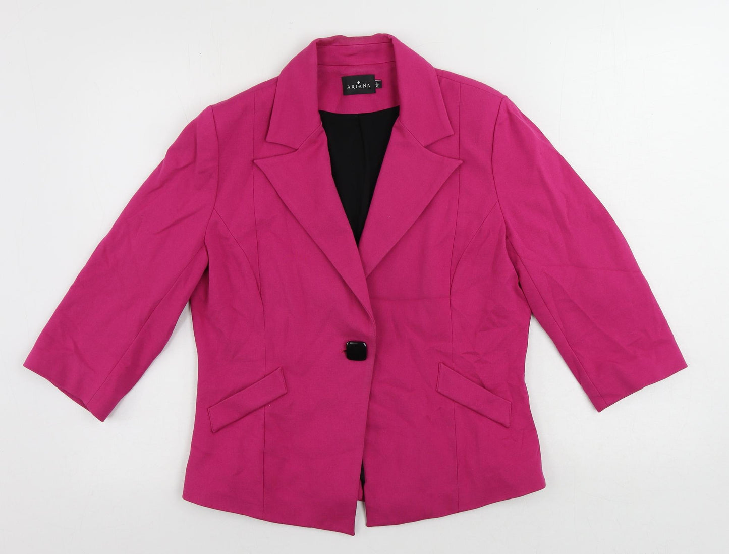 Ariana Womens Pink Jacket Blazer Size 14 Button