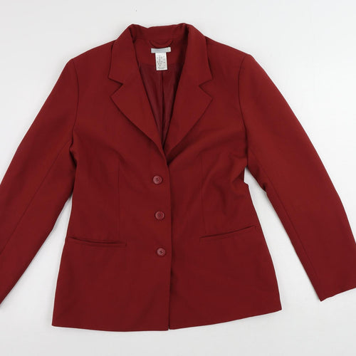 La Redoute Womens Red Jacket Blazer Size 12 Button