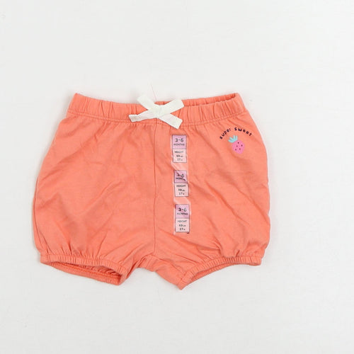 Marks and Spencer Baby Pink Cotton Cropped Trousers Size 3-6 Months Drawstring