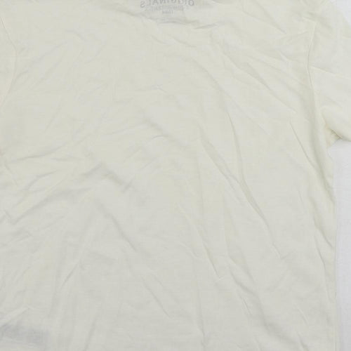 Marks and Spencer Boys Ivory Cotton Basic T-Shirt Size 11-12 Years Crew Neck Pullover