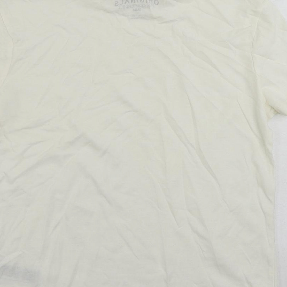 Marks and Spencer Boys Ivory Cotton Basic T-Shirt Size 11-12 Years Crew Neck Pullover