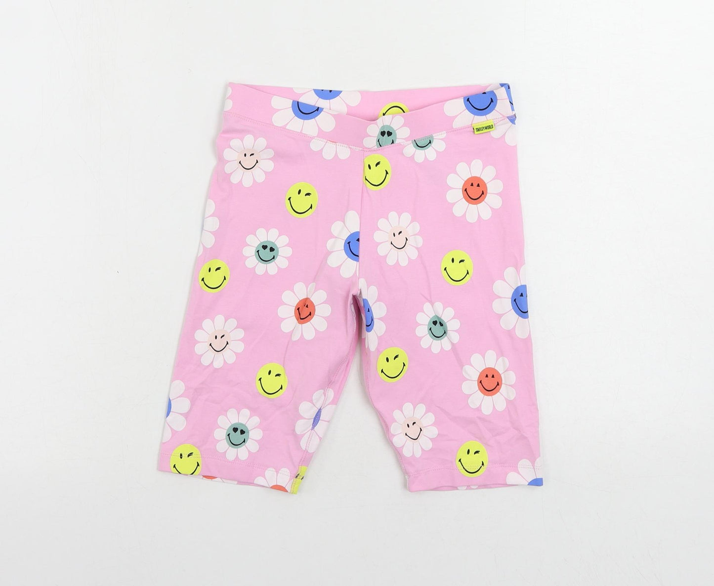 Marks and Spencer Girls Pink Floral Cotton Sweat Shorts Size 11-12 Years Regular - Smiley World