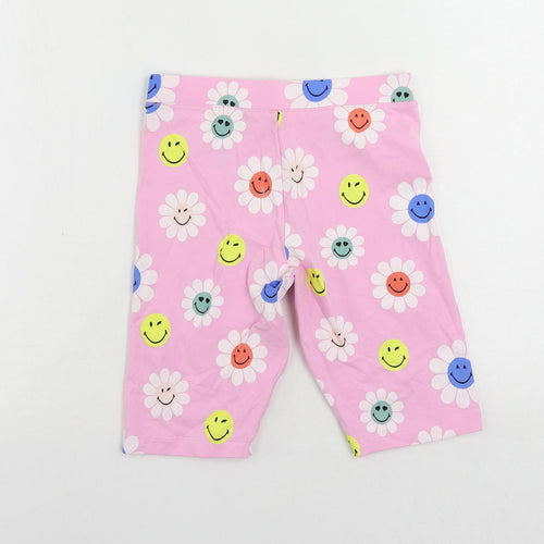 Marks and Spencer Girls Pink Floral Cotton Sweat Shorts Size 11-12 Years Regular - Smiley World