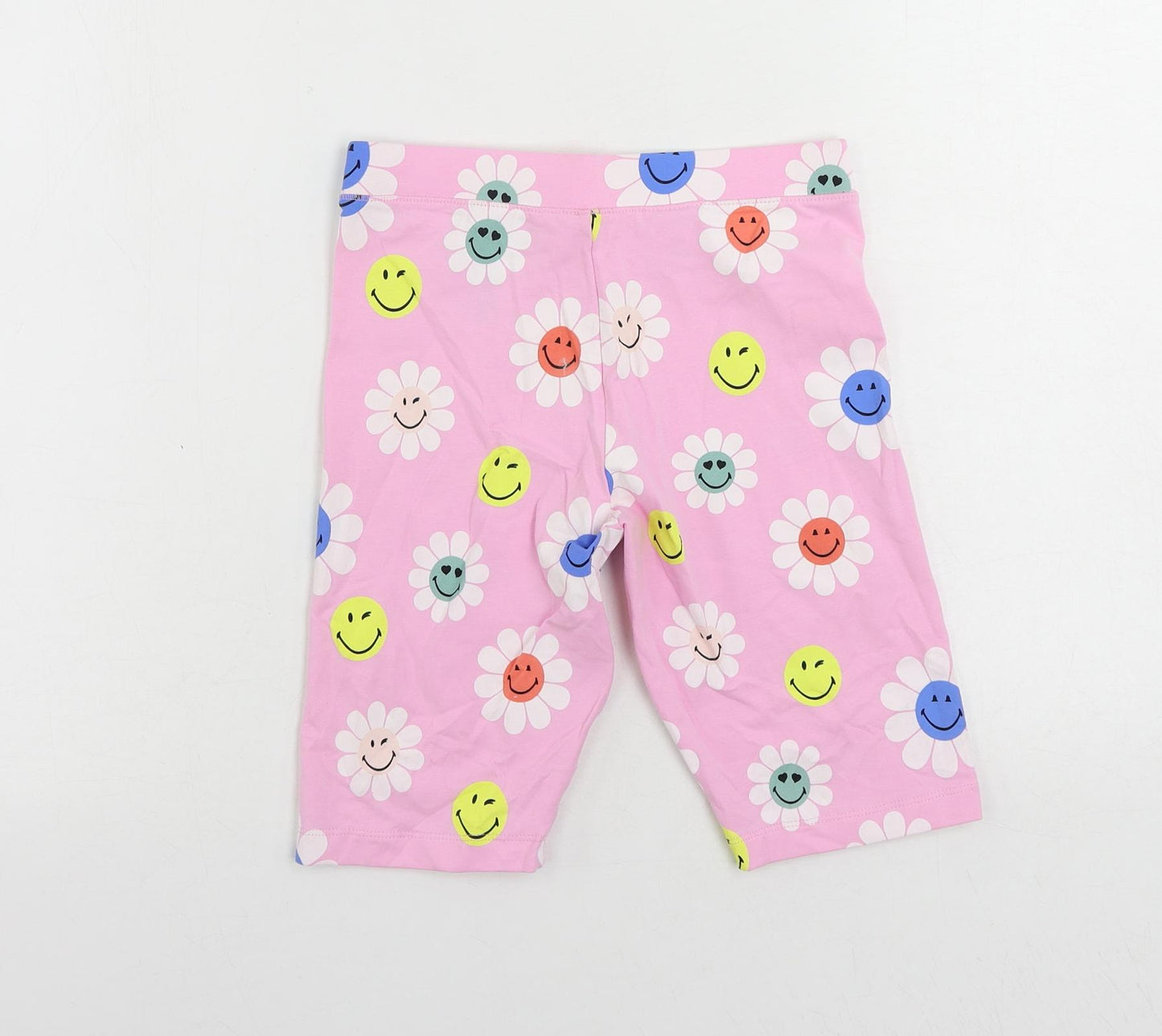 Marks and Spencer Girls Pink Floral Cotton Sweat Shorts Size 11-12 Years Regular - Smiley World