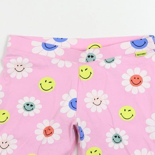 Marks and Spencer Girls Pink Floral Cotton Sweat Shorts Size 11-12 Years Regular - Smiley World