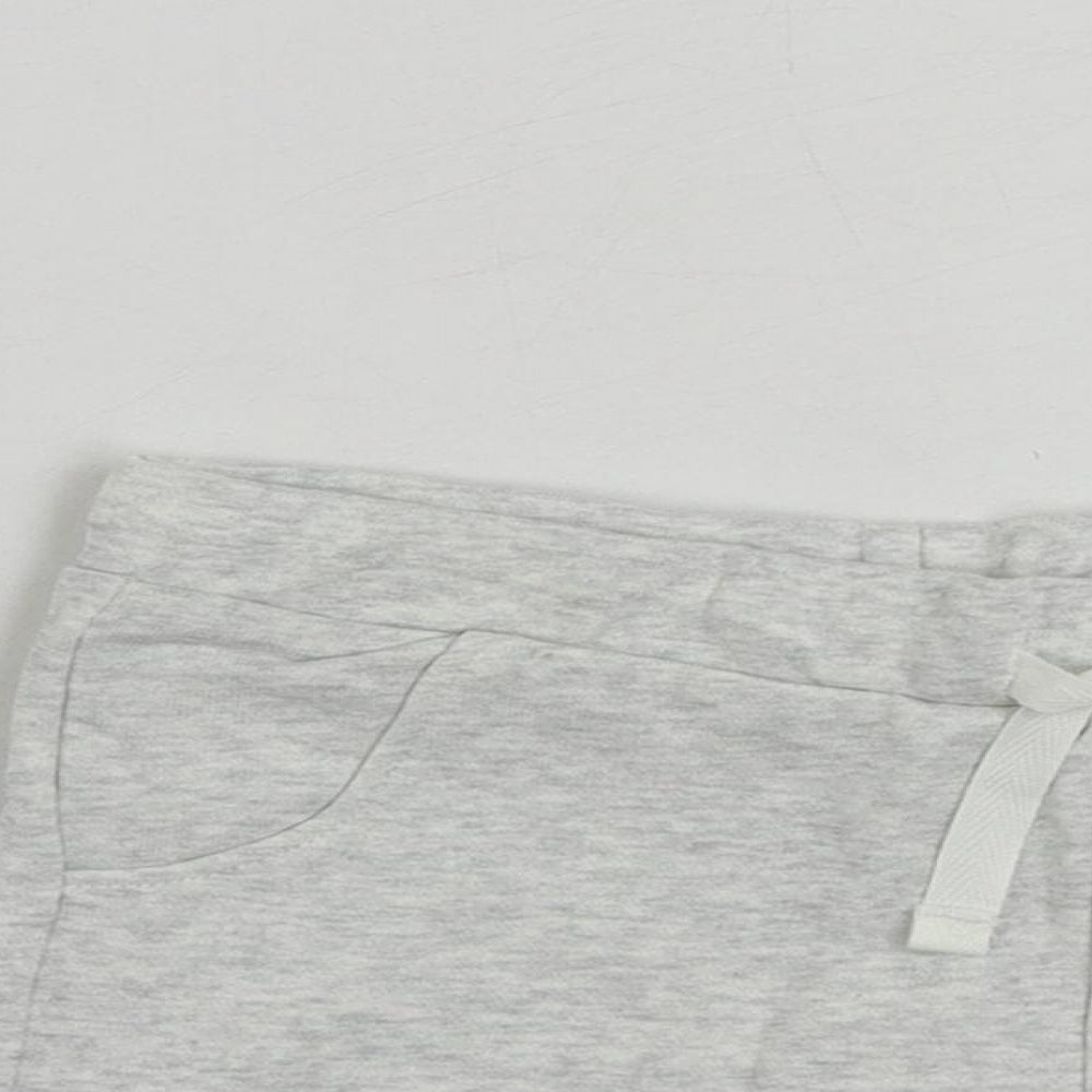 Marks and Spencer Girls Grey Cotton Sweat Shorts Size 2-3 Years Regular Drawstring
