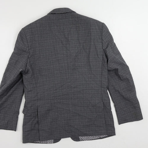 Limehaus Mens Grey Plaid Polyester Jacket Suit Jacket Size 40 Regular