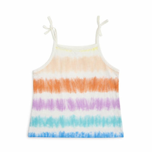 Marks and Spencer Girls Multicoloured Striped Cotton Camisole Tank Size 3-4 Years Square Neck - Tie Dye