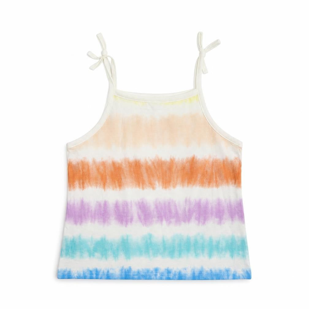 Marks and Spencer Girls Multicoloured Striped Cotton Camisole Tank Size 3-4 Years Square Neck - Tie Dye