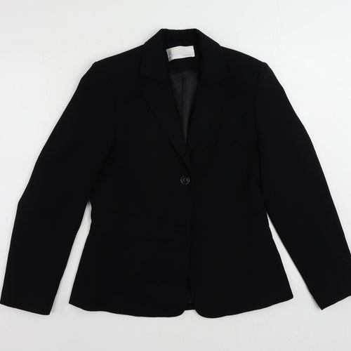 AMARANTO Womens Black Striped Jacket Blazer Size 12 Button