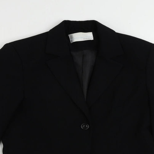 AMARANTO Womens Black Striped Jacket Blazer Size 12 Button