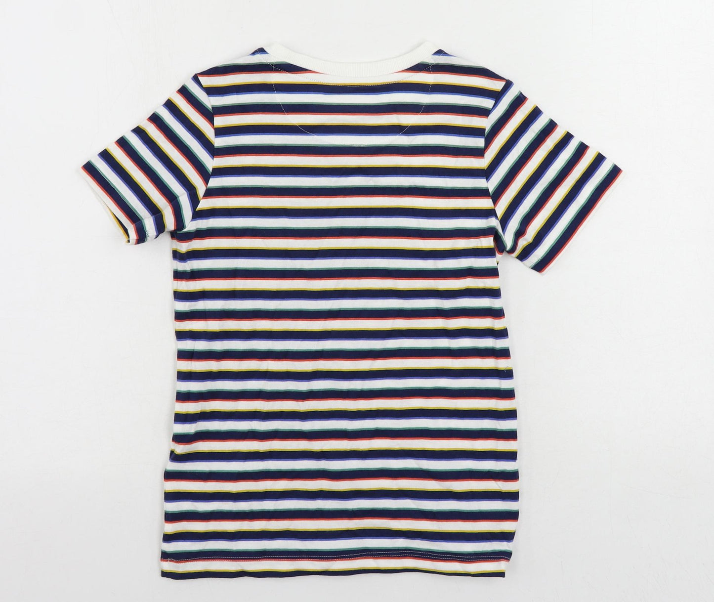 Marks and Spencer Boys Multicoloured Striped Cotton Pullover T-Shirt Size 7-8 Years Crew Neck Pullover - Harry Potter