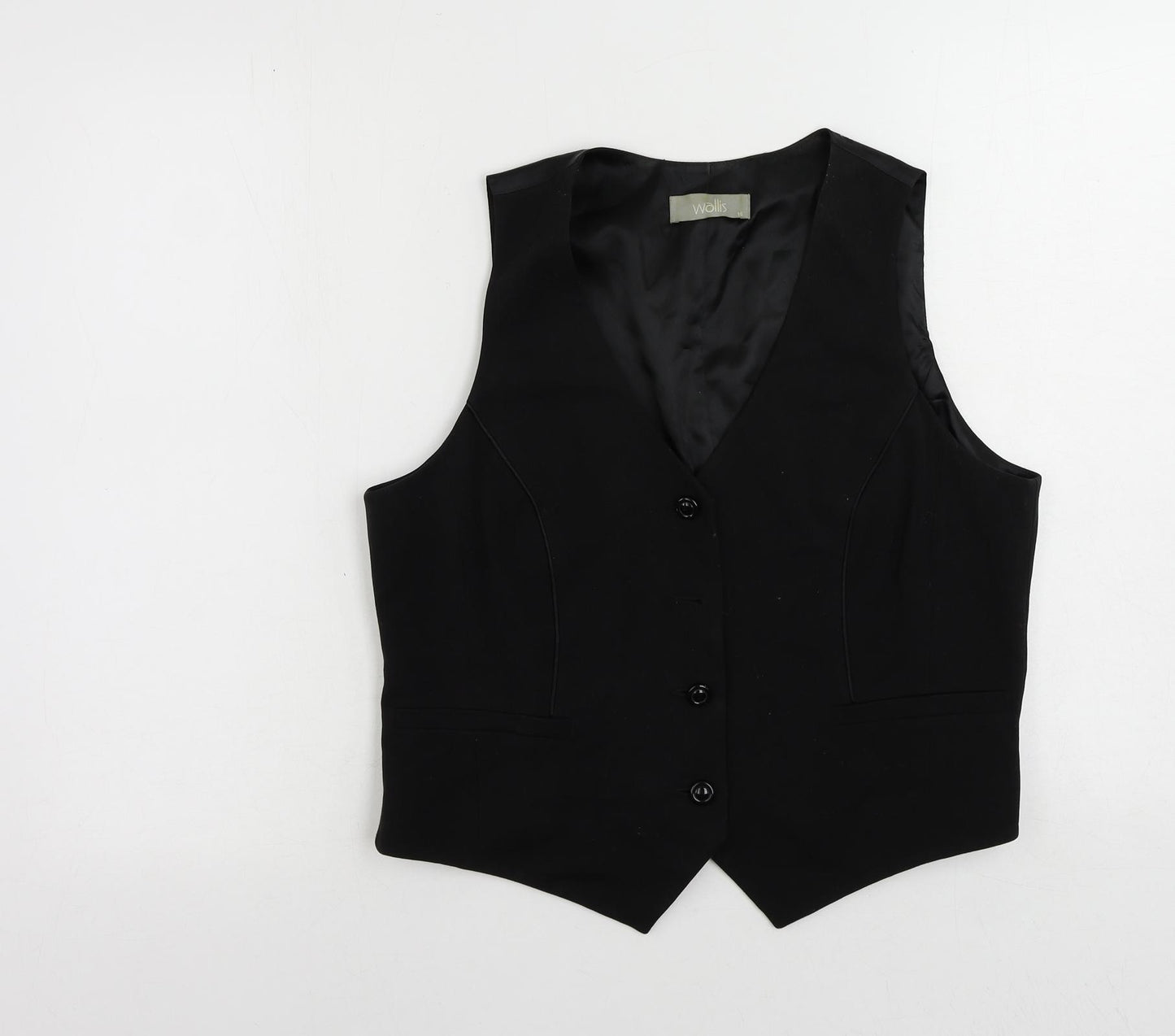 Wallis Womens Black Jacket Waistcoat Size 16 Button