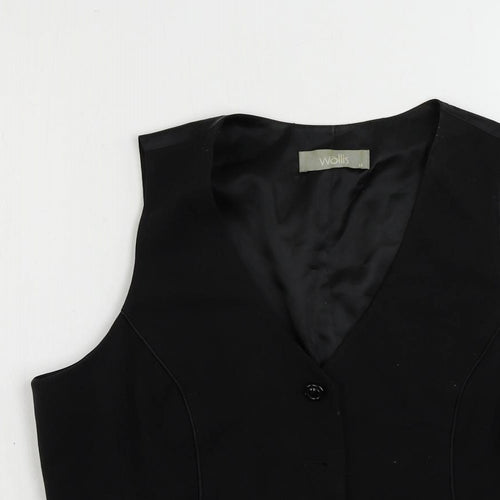 Wallis Womens Black Jacket Waistcoat Size 16 Button