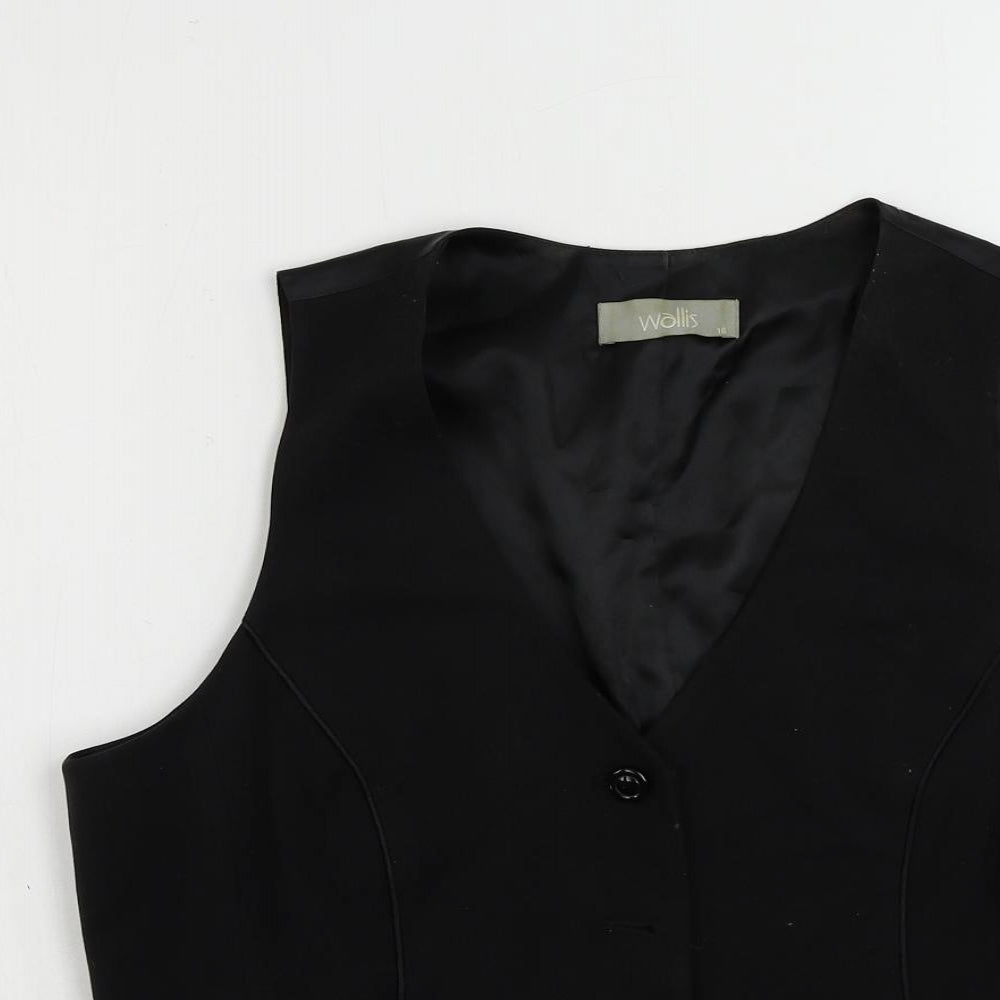 Wallis Womens Black Jacket Waistcoat Size 16 Button