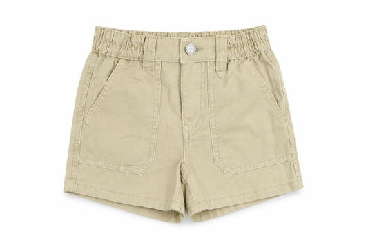 Marks and Spencer Girls Beige Cotton Chino Shorts Size 6-7 Years Regular Zip - Pockets