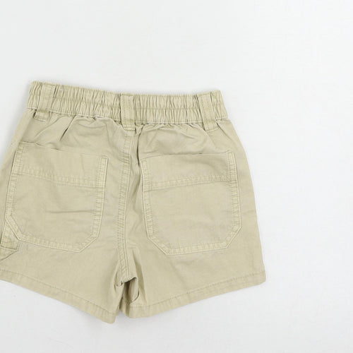 Marks and Spencer Girls Beige Cotton Chino Shorts Size 6-7 Years Regular Zip - Pockets