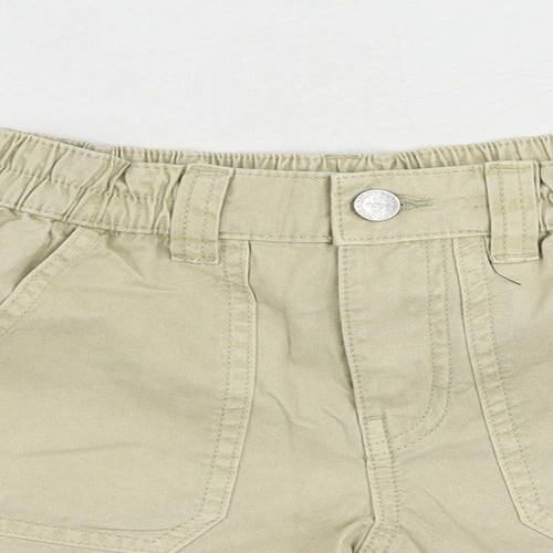 Marks and Spencer Girls Beige Cotton Chino Shorts Size 6-7 Years Regular Zip - Pockets