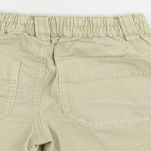 Marks and Spencer Girls Beige Cotton Chino Shorts Size 6-7 Years Regular Zip - Pockets