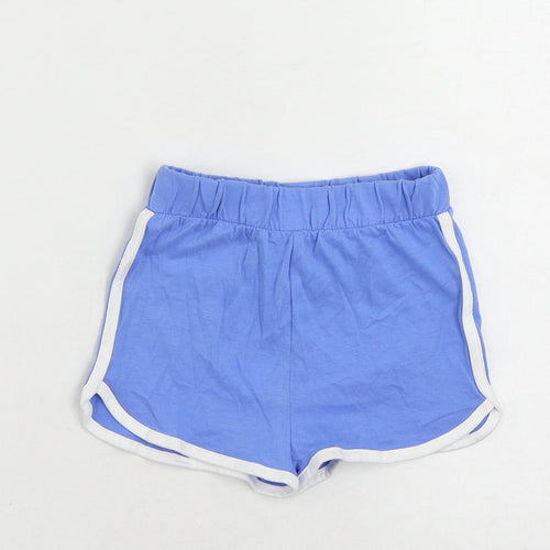 Marks and Spencer Baby Blue Cotton Cropped Trousers Size 12-18 Months - Contrasting Trim
