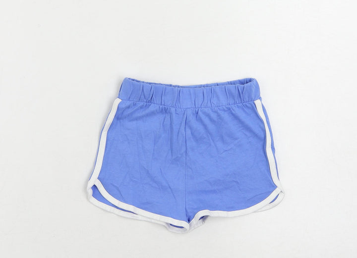 Marks and Spencer Baby Blue Cotton Cropped Trousers Size 12-18 Months - Contrasting Trim