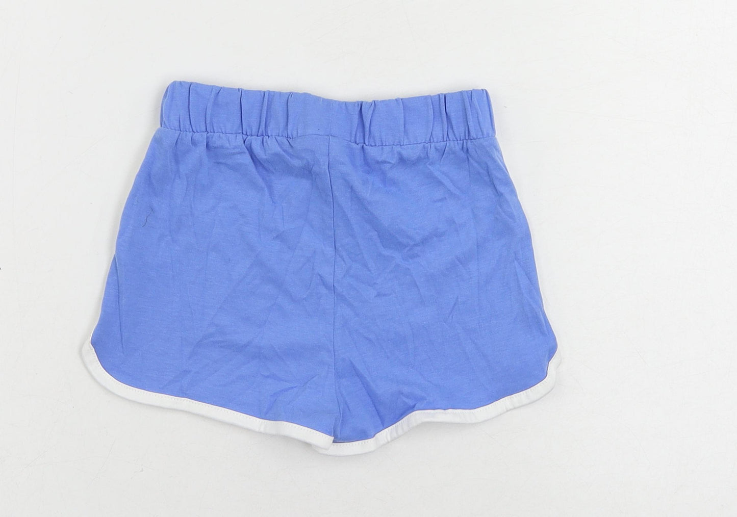 Marks and Spencer Baby Blue Cotton Cropped Trousers Size 12-18 Months - Contrasting Trim