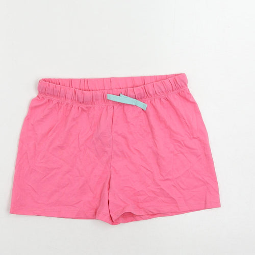 Marks and Spencer Girls Pink Solid Cotton Top Sleep Shorts Size 12-13 Years Drawstring