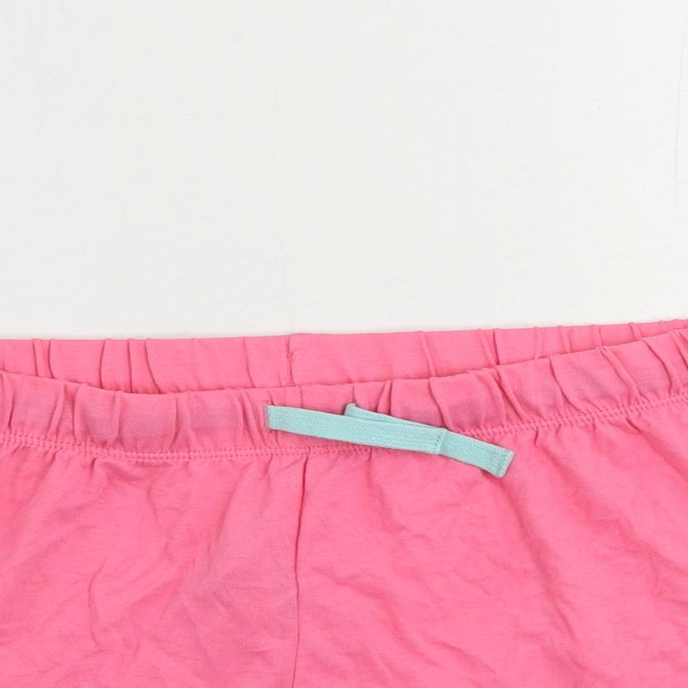 Marks and Spencer Girls Pink Solid Cotton Top Sleep Shorts Size 12-13 Years Drawstring