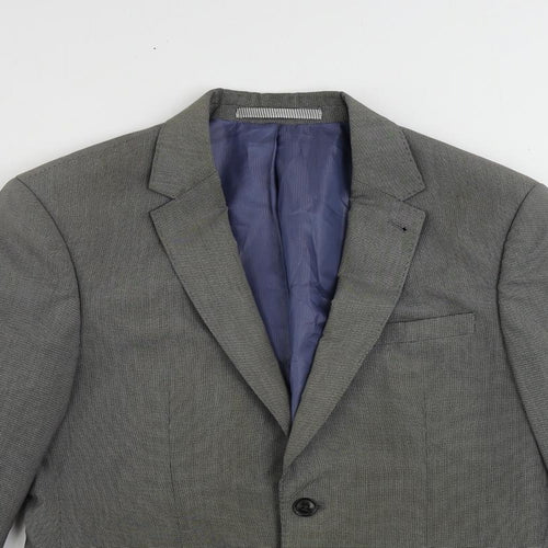 Burton Mens Grey Polyester Jacket Suit Jacket Size 38 Regular