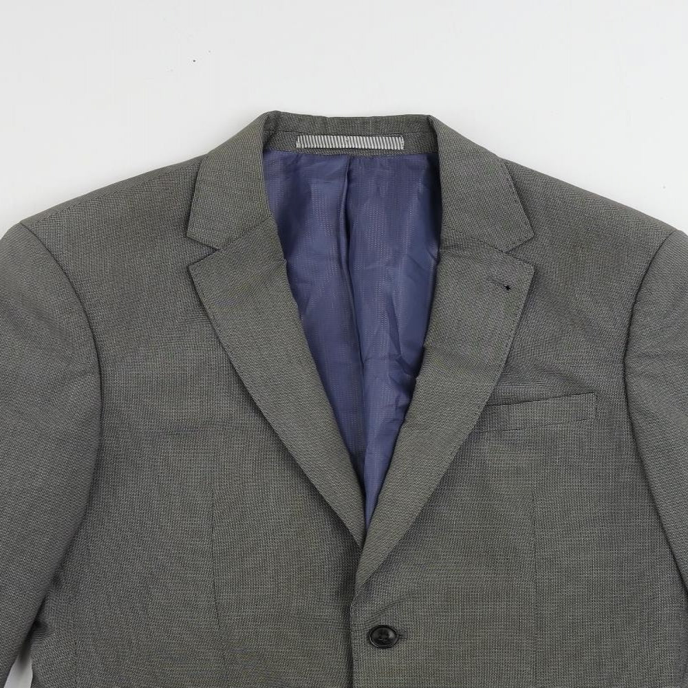 Burton Mens Grey Polyester Jacket Suit Jacket Size 38 Regular