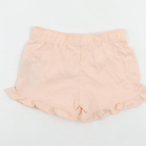 Marks and Spencer Girls Pink Cotton Sweat Shorts Size 5-6 Years Regular Drawstring - Frozen