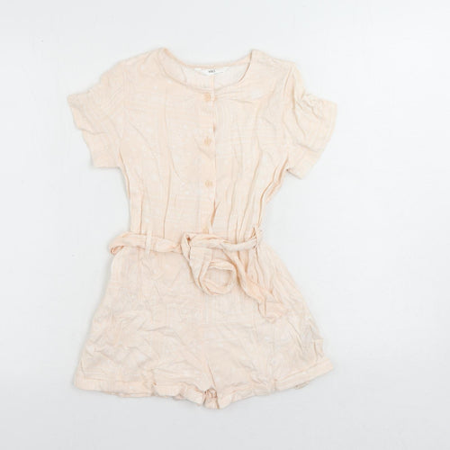 Marks and Spencer Girls Pink Paisley Viscose Playsuit One-Piece Size 7-8 Years Button - Belted