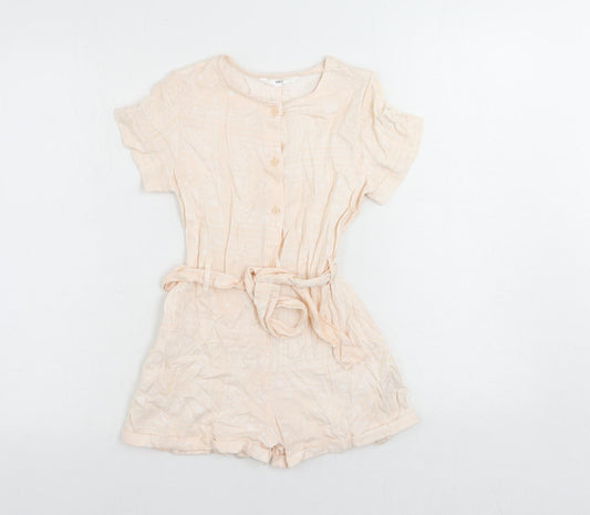 Marks and Spencer Girls Pink Paisley Viscose Playsuit One-Piece Size 7-8 Years Button - Belted