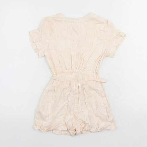 Marks and Spencer Girls Pink Paisley Viscose Playsuit One-Piece Size 7-8 Years Button - Belted