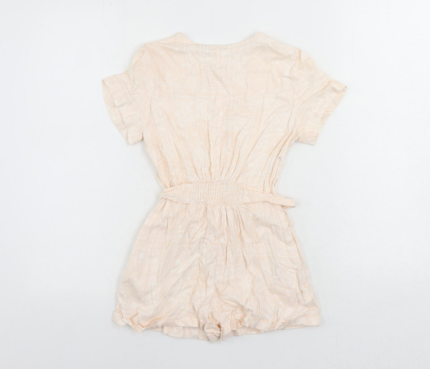 Marks and Spencer Girls Pink Paisley Viscose Playsuit One-Piece Size 7-8 Years Button - Belted