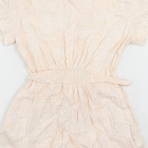 Marks and Spencer Girls Pink Paisley Viscose Playsuit One-Piece Size 7-8 Years Button - Belted