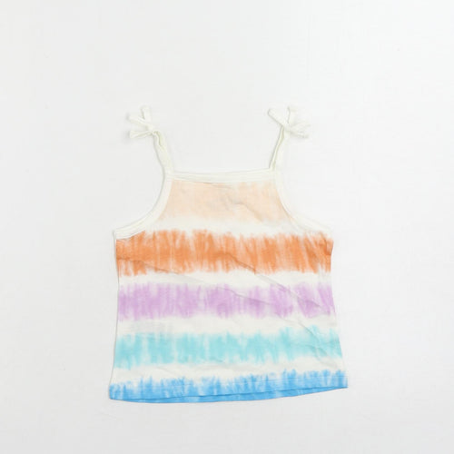 Marks and Spencer Girls Multicoloured Striped Cotton Camisole Tank Size 2-3 Years Square Neck Pullover