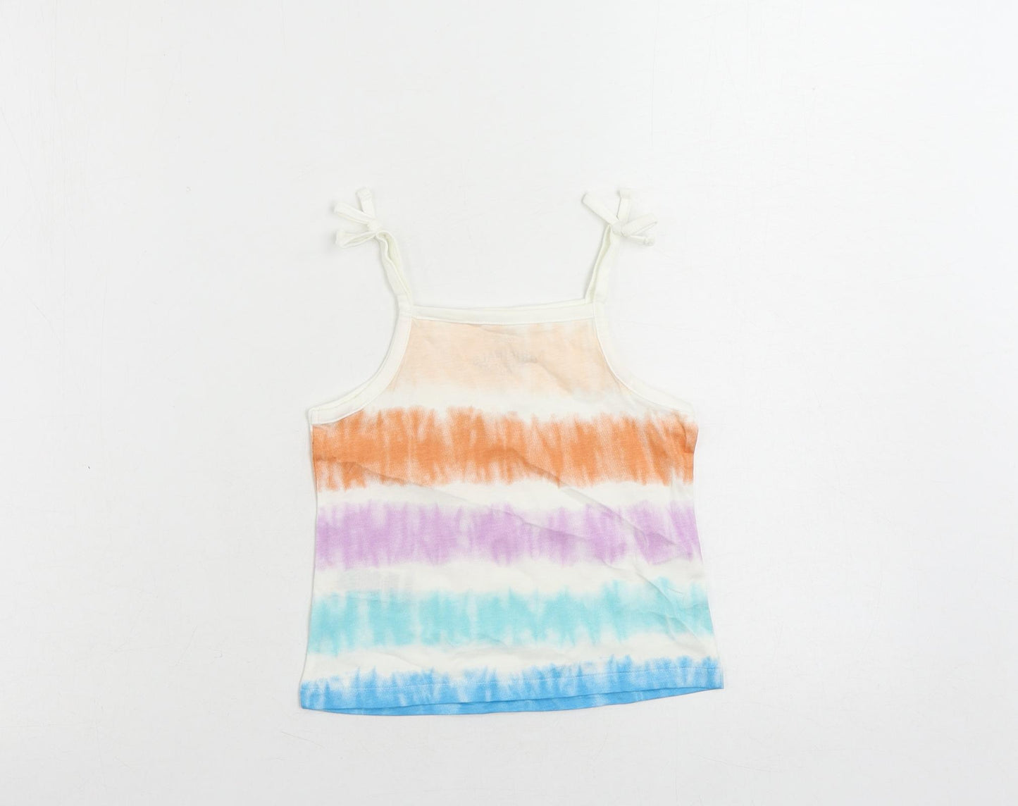 Marks and Spencer Girls Multicoloured Striped Cotton Camisole Tank Size 2-3 Years Square Neck Pullover