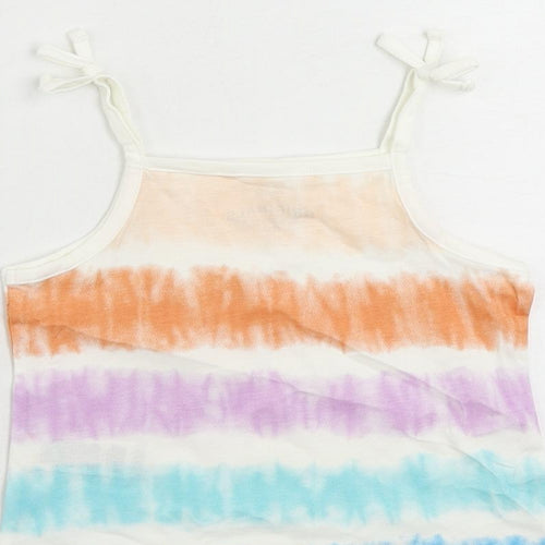 Marks and Spencer Girls Multicoloured Striped Cotton Camisole Tank Size 2-3 Years Square Neck Pullover