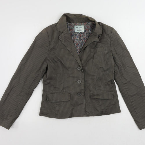 Dickins & Jones Womens Grey Striped Jacket Blazer Size 12 Button