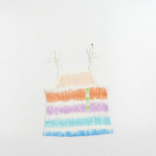 Marks and Spencer Girls Multicoloured Striped Cotton Camisole T-Shirt Size 2-3 Years Square Neck Pullover