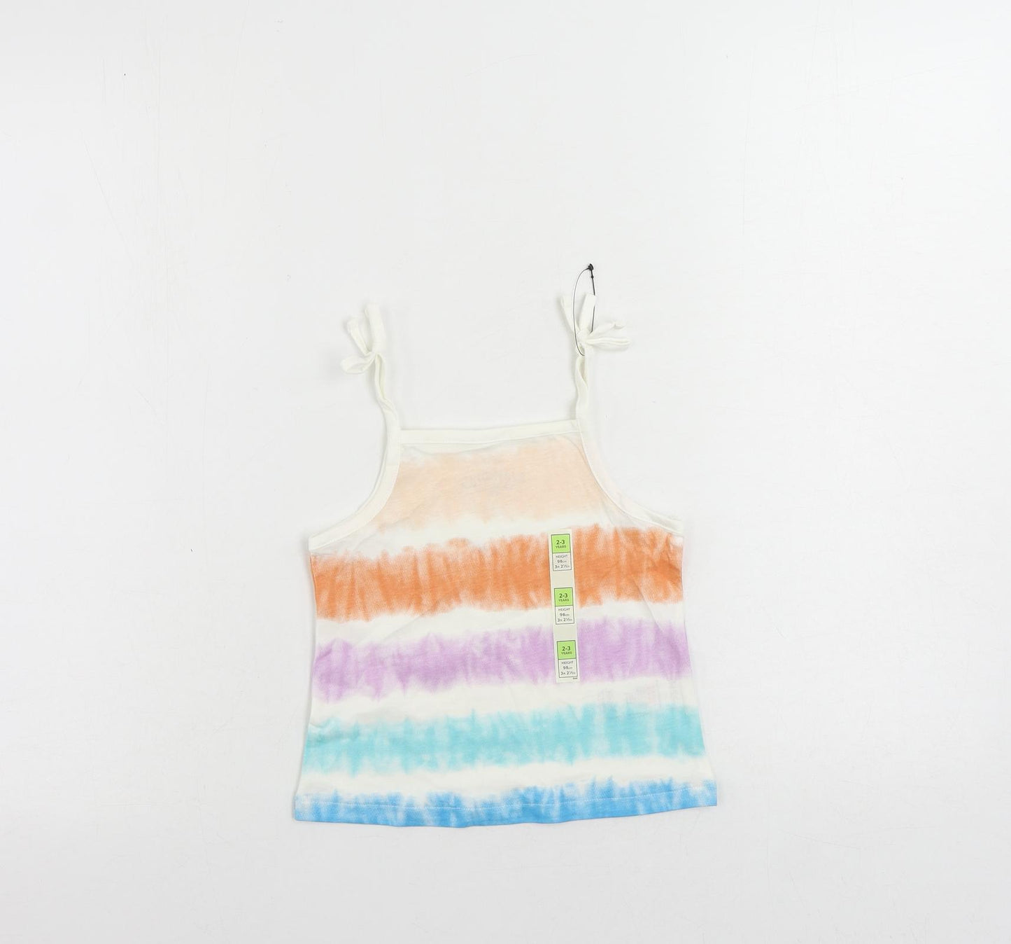 Marks and Spencer Girls Multicoloured Striped Cotton Camisole T-Shirt Size 2-3 Years Square Neck Pullover