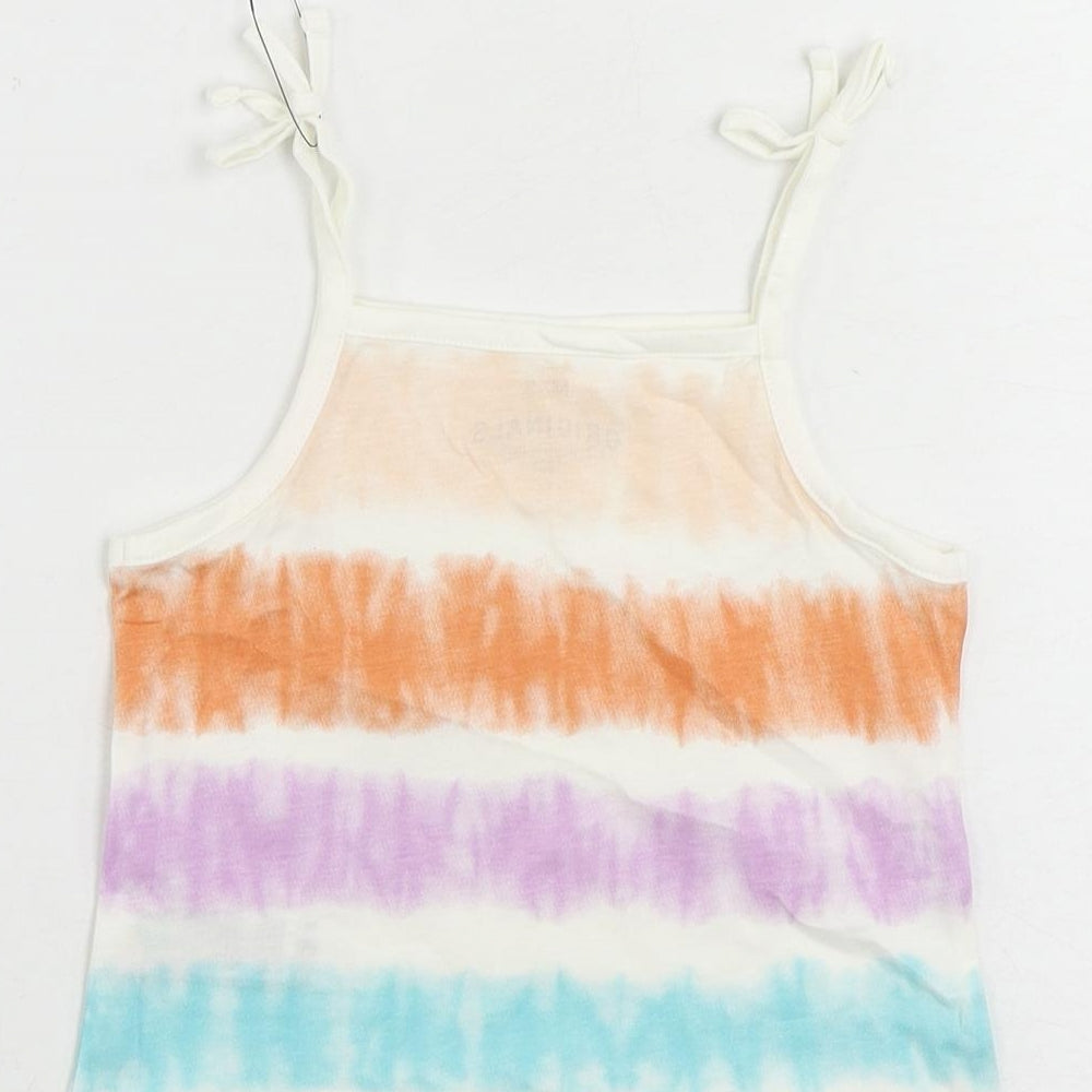 Marks and Spencer Girls Multicoloured Striped Cotton Camisole T-Shirt Size 2-3 Years Square Neck Pullover