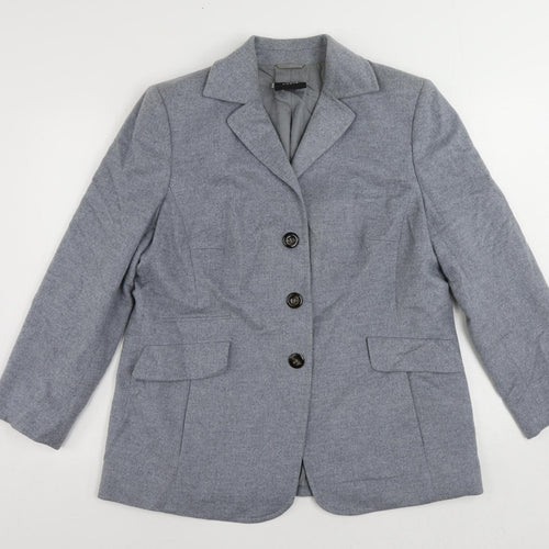 AKRIS Womens Grey Jacket Blazer Size 16 Button