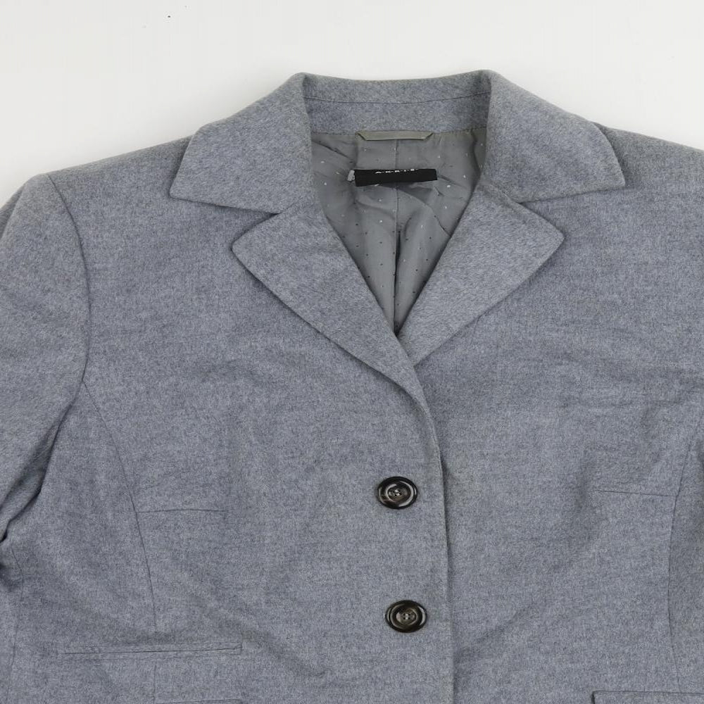 AKRIS Womens Grey Jacket Blazer Size 16 Button