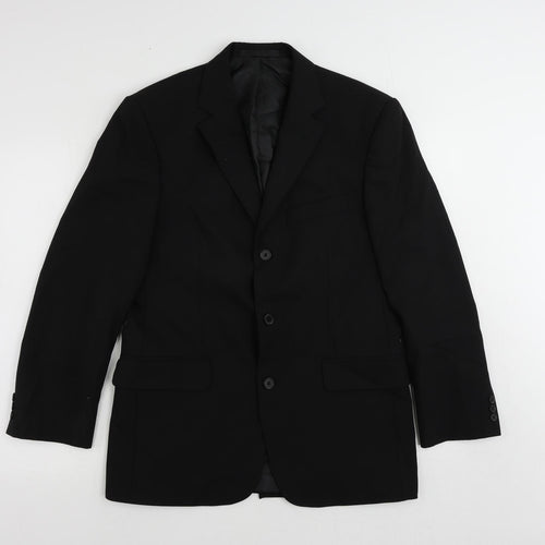 Marks and Spencer Mens Black Polyester Jacket Suit Jacket Size 38 Regular